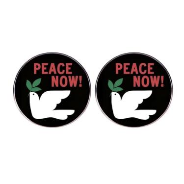Imagem de 2 pinos de esmalte Ceasefire peace now, broche de lapela Stop the war dove of peace, emblema de liga Free Syria, broche Free Palestine Lebanon, 3cm(1.2"), Metal, Sem Pedra Preciosa