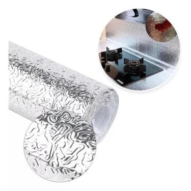 Imagem de Papel Alumínio Adesivo Lavável 40cmx5m Impermeável para Cozinha e Armá