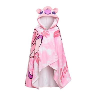 Imagem de Disney Stitch Angel Toalha com capuz para meninas Poncho 100% algodão toalha de banho infantil toalha de praia envoltório de natação roupão infantil trocador