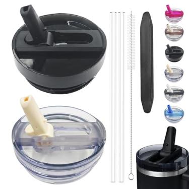 Imagem de Pacote com 2 tampas de canudo destacável de 1,134 g para Stanley Quencher ProTour, à prova de vazamento para tampa Stanley de substituição, à prova de derramamento, reutilizável, compatível com copo