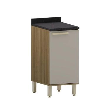 Imagem de Balcão De Cozinha Com Tampo 40cm 1 Porta Isis Luciane Móveis Avelã-mocca Laca