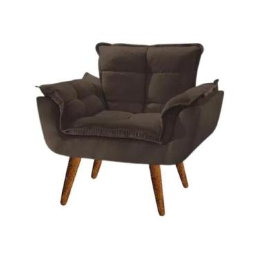 Imagem de Poltrona Opala Decorativa Reforçada Recepção Suede - JMDECOR, marrom