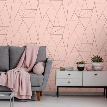 Imagem de Papel de Parede Geométric Soft Pink com Rose Gold 270 - Inove Papéis d