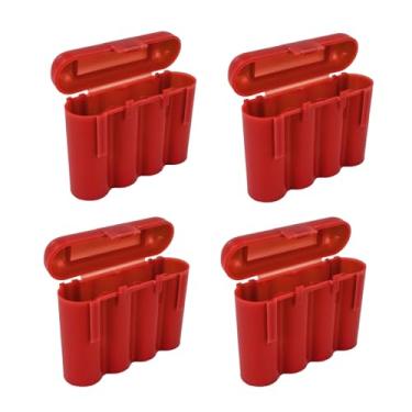 Imagem de Estojo de armazenamento Powertron AA AAA CR123A vermelho com suporte de bateria 4 capas