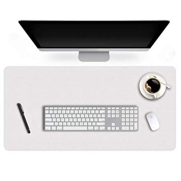 Imagem de Capa protetora de mesa de escritório de couro PU PVC vinil plástico GG bloco de mesa pequeno grande laptop computador jogos teclado mouse pad mesa tapete de escrita para mulheres homens crianças meninas não escorrega impermeável, Ivory White, 24'' X 60''