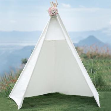 Imagem de 86" H Larger Teepee Play Tent, Huge Foldable Teepee Indoor with Star Light, Large Tall Outdoor Canvas Teepee Tent for Adults, 5 Sides Wide Open Front Teepee without Door Flaps, Beach Tent