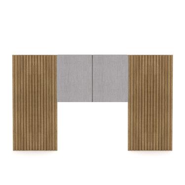 Imagem de Cabeceira Painel Solteiro Ripado Nature E Linho Cinza Sevilha 203 Cm - Pallazio