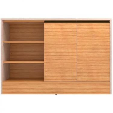 Imagem de Balcão Cristal Mdp 15mm Com 2 Portas E 3 Prateleiras Bartira Lâmina Mel