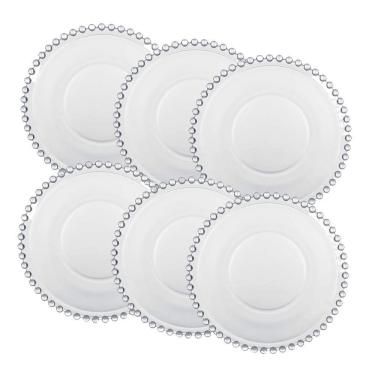 Imagem de Jogo 6 Pratos Sobremesa Cristal Pearl Clear Wolff 19cm