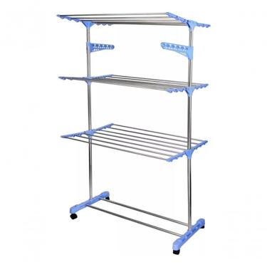 Imagem de Varal De Chão P/ Roupas Inox 3 Andares Retrátil Aço Inox