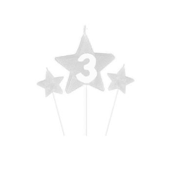 Imagem de Vela De Aniversário New Star Branca - Número 3
