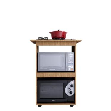 Imagem de BALCÃO DE COZINHA PARA FOGÃO COOKTOP 4 BOCAS MULTIUSO MICROONDAS E FORNO (Freijó)