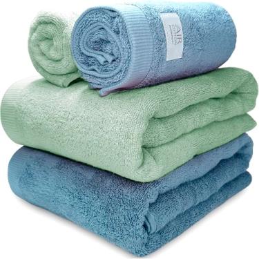 Imagem de Jogo de Banho Gigante Banhão Buddemeyer Dual Air 100% Algodão 4 peças Toalha Alta Absorção Macia Grossa (Verde Azul 3181/1948)