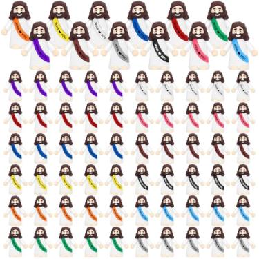 Imagem de 60 peças de figuras de Jesus pequeno Jesus mini estatuetas de Jesus em massa, Jesus te amo figuras religiosas de Jesus presente ovos de Páscoa (arco-íris, Jesus te ama)