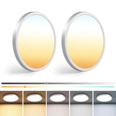 Imagem de zemty Luminária De Teto Led 7", 3000K/3500K/4000K/5000K/6500K, Ajustável, Embutida, 1500Lm, 15W, Fina, Redonda, Para Cozinha, Banheiro E Quarto, Pacote Com 2 Unidades