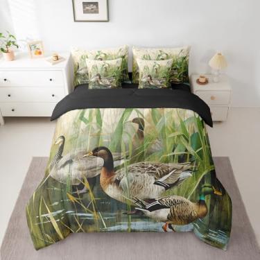 Imagem de Feelyou Conjunto de edredom Queen, tamanho Queen, 7 peças, para crianças, meninos, meninas, caça ao lago selvagem, para todas as estações, cabana em uma bolsa com edredom, lençóis, fronhas e capa de