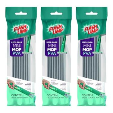 Imagem de Kit 3 Refil para Mini Mop Espuma PVA Rodo Rodinho de Pia Mágico Flash Limp RMOP7674