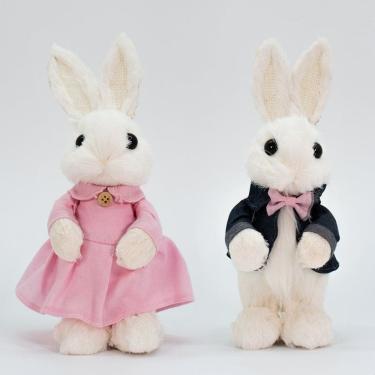 Imagem de Casal De Coelhos De Páscoa Enfeite Decoração Coelhinhos 25cm