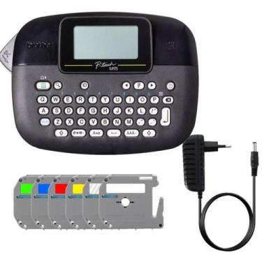 Imagem de Rotulador Brother Pt-m95bk + Kit 06 Fita Coloridas + Fonte