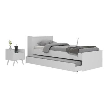 Imagem de Conjunto Quarto Bicama Com Colchão E Baú/mesa De Cabeceira Retrô Multimóveis Mp4222 Bra...