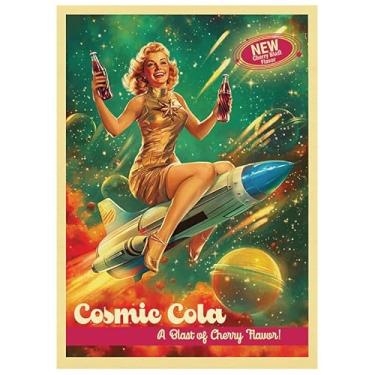 Imagem de Fantasy North - Cosmic Cola #3 - Cherry Flavor - 50s Retro Vintage - Rocket Girl - 100 Textured Matte TCG Card Sleeves - Fits Magic MTG Commander Pokemon and Other Card Games - Playing Card Sleeves