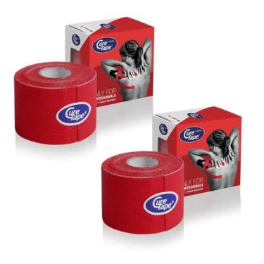 Imagem de Kit 2 Rolos Bandagem CureTape Tipo Kinesio Taping para Fisioterapia e 