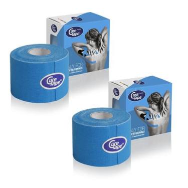 Imagem de Kit 2 Rolos Bandagem CureTape Tipo Kinesio Taping para Fisioterapia e 