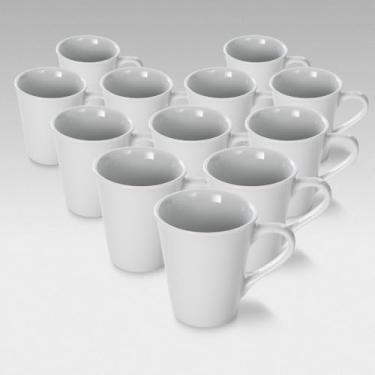 Imagem de Kit com 12 Unidades de Canecas Tulipa de Porcelana, 300 ml, 9 x 11 cm