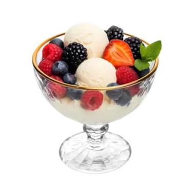 Imagem de Taça de Sobremesa Vidro com Borda Fio Dourado Diamond Sorvete Lyor 250