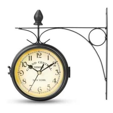 Imagem de Relógio Estação Dupla Face Retrô Decoração New York Preto - Gici Decor