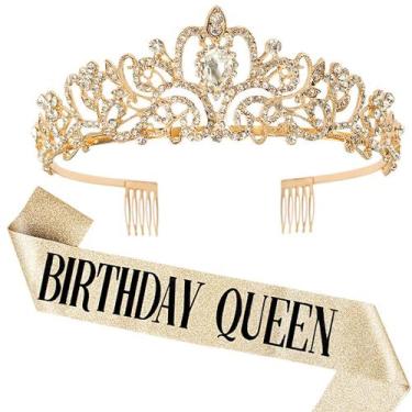 Imagem de Conjunto de tiara Birthday Queen Sash & Strass COCIDE Silver