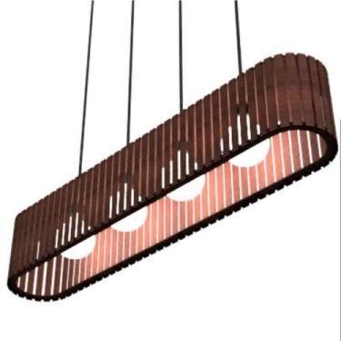 Imagem de Luminária Pendente Centauro Modelo Ripado - Marrom - LENOBRE, Bivolt
