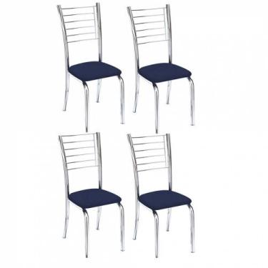 Imagem de Kit 4 Cadeiras Lara Cromada Para Cozinha Azul - GAT MAGAZINE