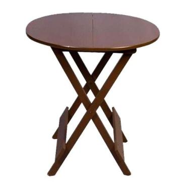 Imagem de Mesa Para Bar E Café Dobravel De Madeira 60 Redonda - Imbuia - Marrom 