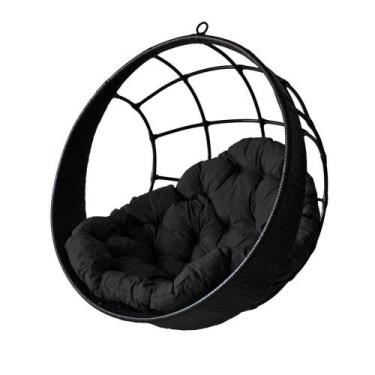 Imagem de Balanço Suspenso Ninho Aço Carbono E Fibra Sintética Preto - PANERO MÓ