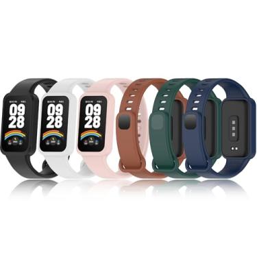 Imagem de Z.DuDuZAZA Pacote com 6 pulseiras de relógio compatíveis com Xiaomi Smart Band 9 Active Straps de substituição de silicone TPU ajustável e colorida, compatível com Xiaomi Smart Band 9 Active Belt