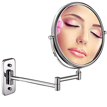 Imagem de Espelho de maquiagem espelho de maquiagem dupla face extensível rotação 360, espelho redondo para banheiro espelho de barbear (cor: ampliação de 10x, tamanho: 15 polegadas) (ampliação de 10 x 8