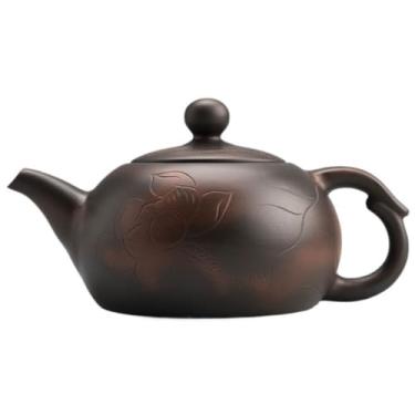 Imagem de URGDWEKJY Bule de chá solto, retrô, roxo, cerâmica, grande capacidade, bule de barro roxo, feito à mão, conjunto de chá Kung Fu para escritório, bule multifuncional (B)