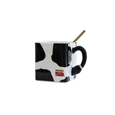 Imagem de GRFIT Caneca Caneca criativa de vaca listrada xícara de leite quadrada de cerâmica adequada para suco de água xícara de cereais caneca de café