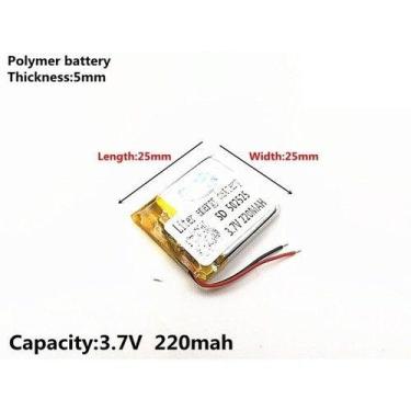 Imagem de (2pcs)bateria 220 Mah 3,7v 502525 2 Fios 5mmx 25mmx 25mm - bgb