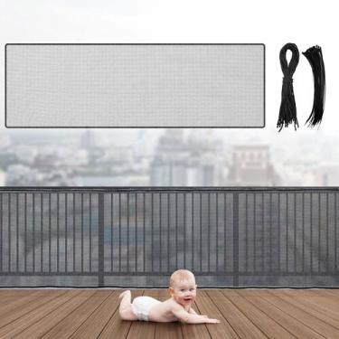 Imagem de Malha de segurança preta para bebês Balcony Net Hosuly de 5,5x0,9 m
