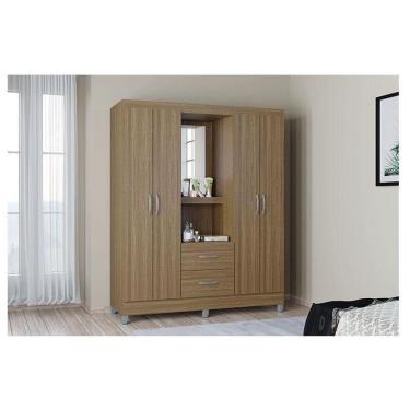 Imagem de Guarda Roupa Solteiro Ambiente Cordoba 4 Portas Castanho – Poquema
