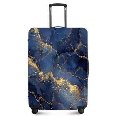 Imagem de ANNA QUEEN Capa protetora de mala de viagem antiarranhões, capa de bolsa extensível, lavável e durável de poliéster, Ouro azul, XL(fits 32-34Inch suitcase)