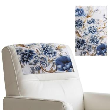 Imagem de Menostgox Linda capa para encosto de cabeça reclinável de peônia, antiderrapante, impermeável, para poltronas reclináveis, de couro PU, sofá, móveis, sala de estar, escritório, 43 x 68 cm, conjunto de