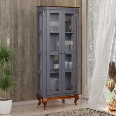 Imagem de Cristaleira 2 Portas Vidro Madeira Versalhes Cinza