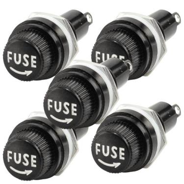 Imagem de Kit 5 porta fusivel p/painel grande preto - DIVERSAS