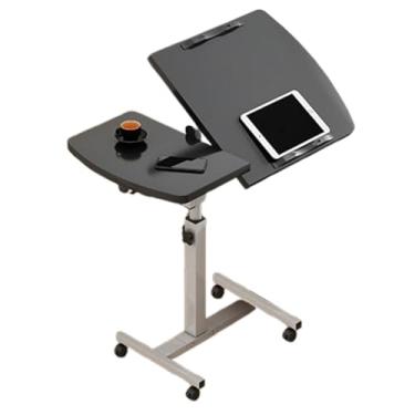 Imagem de HGTRH Mesa de cabeceira ajustável em altura, mesa de pé 40 + 20 x 40 cm altura de elevação 59 ~ 89 cm 0 ~ 90 ° dobrável painel giratório 360° estável e carregando mesa de computador B