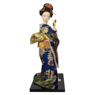 Imagem de Japanese Geisha Doll Kimono Dolls Asian Statue 25cm Sculpture Collectible Figurine Kabuki Doll for Cabinet Table Living Room, Style A/752(Style a)