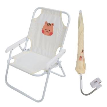 Imagem de FTVOGUE Cadeira de Praia Infantil, Cadeira de Acampamento Portátil Dobrável Confortável e Resistente Com Guarda-chuva à Prova de Sol para Atividades Ao Ar Livre Parque de Piquenique na (Esquilo)
