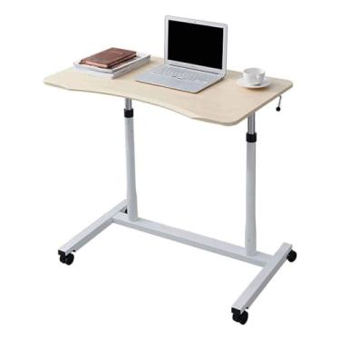 Imagem de HGTRH Mesa de suporte sentado, mesa de computador com roda universal com faixa de elevação de freio 70-108 cm placa engrossada haste de elevação pneumática borda de mesa design de canto arredondado